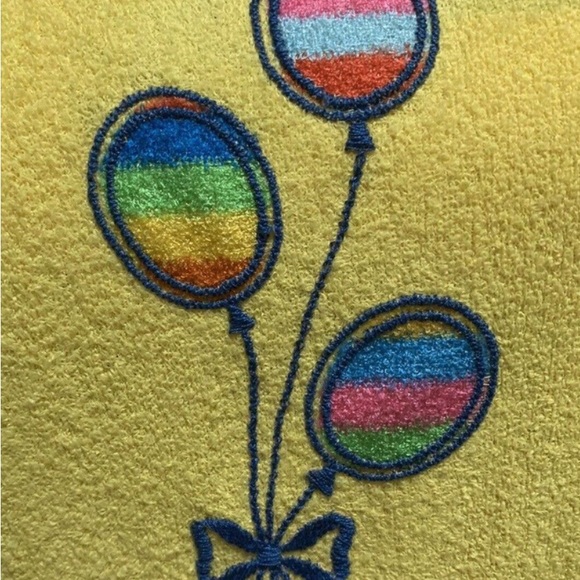 Vintage 70’s textured, Terry cloth dress- balloon print with rainbow striped - Picture 5 of 6